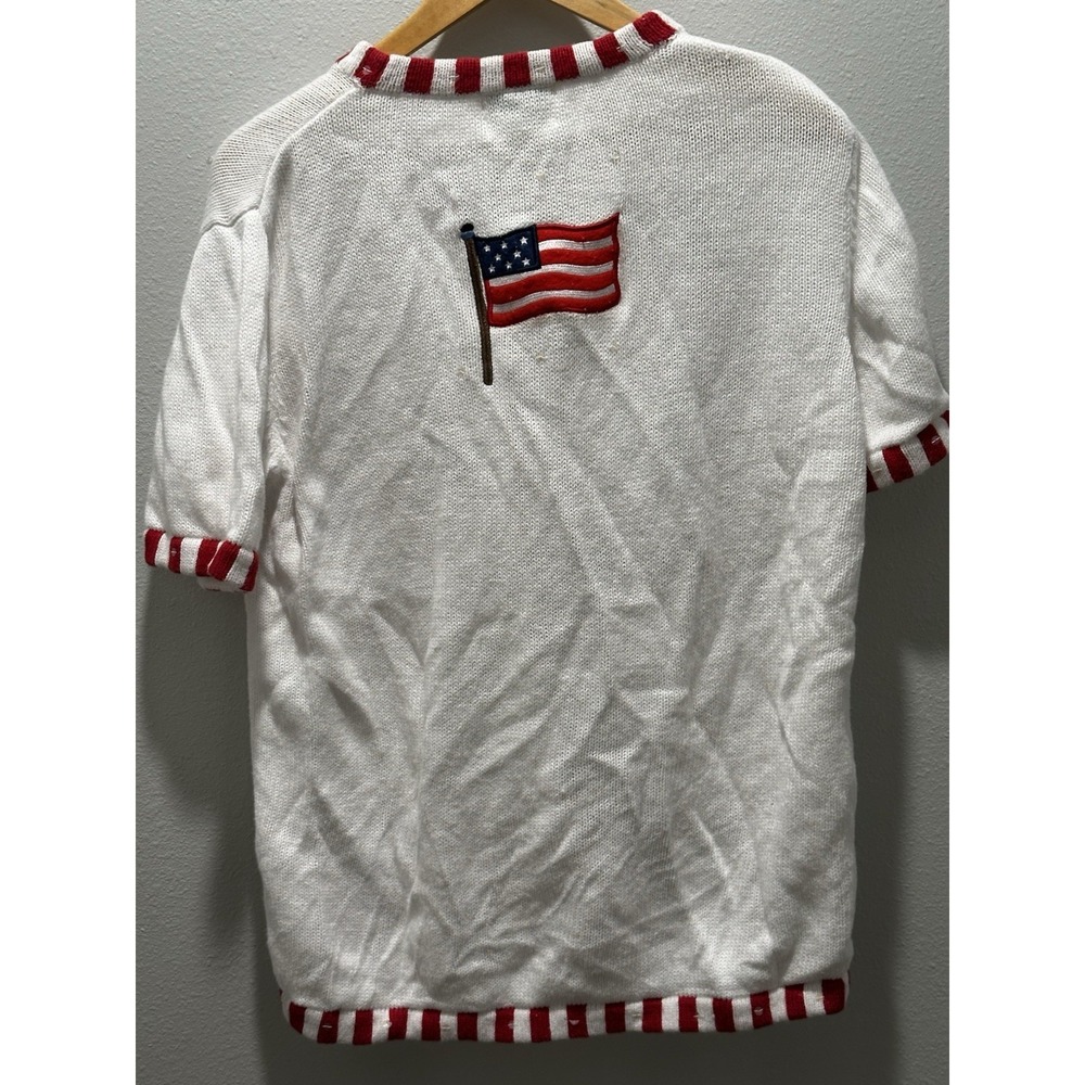 Quacker Factory Vtg , USA, America, 4th of July, Quarter Sleeve Sweater Knit Top - Picture 6 of 9